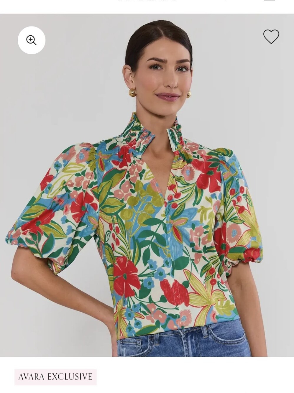 Melanie Floral Print Split Neck Top — Multi